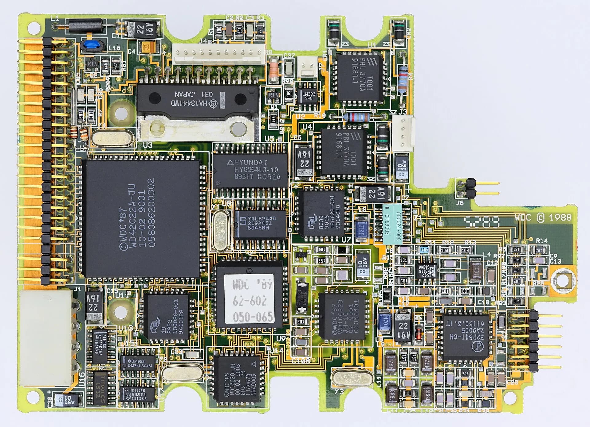 Densely populated computer circuit board